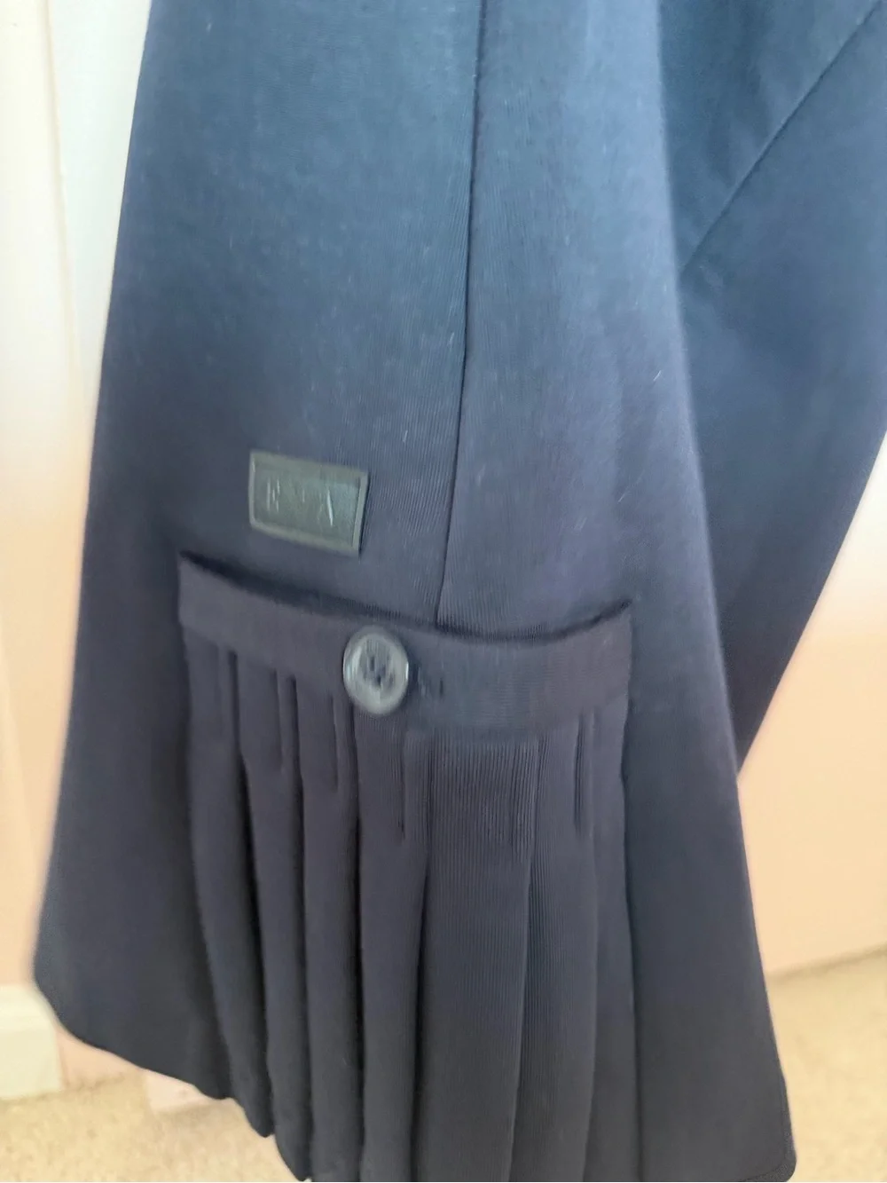 Emporio Armani Girls Navy Sleeveless Pleated Hem Dress